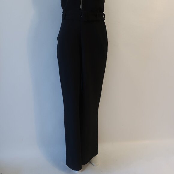 Womens Intermix Motobi Black Belted Halter Cut Out Sleeveless Flared Jumpsuit L - Picture 10 of 16
